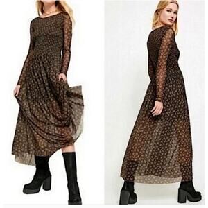 Free People Hello And Goodbye Mesh Midi Dress Size Large NWT